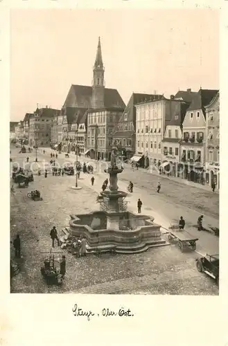 AK / Ansichtskarte Steyr_Enns_Oberoesterreich Brunnen Stadtansicht Steyr_Enns