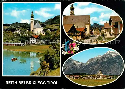 AK / Ansichtskarte Reith_Brixlegg Partie am Reither See Kirche Hauptstrasse Alpenblick Reith_Brixlegg