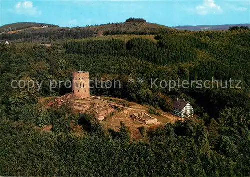 AK / Ansichtskarte Luetzel_Hilchenbach Liftschaenke Gillerberg Burgruine Fliegeraufnahme Luetzel Hilchenbach