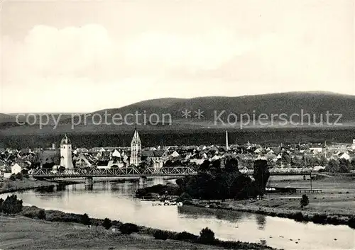 AK / Ansichtskarte Grossauheim Bruecke Stadtpanorama Grossauheim