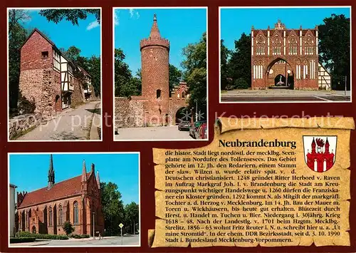 AK / Ansichtskarte Neubrandenburg Wiekhaeuser Stadtmauer Fangelturm Treptower Tor Klosterkirche Neubrandenburg