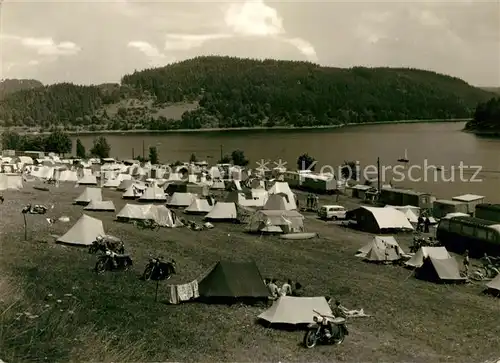 AK / Ansichtskarte Saalburg_Saale Stausee Bleilochsperre Zeltlager Saalburg_Saale