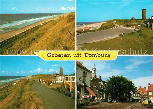 AK / Ansichtskarte Domburg Strand Promanade Strassen Leuchtturm Domburg