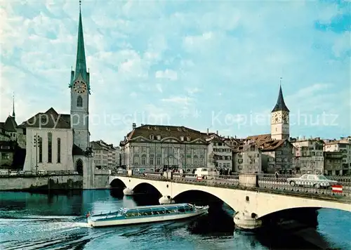 AK / Ansichtskarte Zuerich_ZH Partie an der Limmat Fraumuenster und St Peter Zuerich_ZH