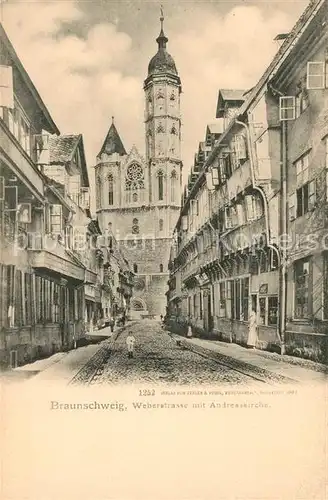 AK / Ansichtskarte Braunschweig Weberstrasse mit Andreaskirche Braunschweig