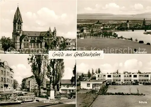 AK / Ansichtskarte Grossauheim Paulskirche Schule Rochusplatz Grossauheim