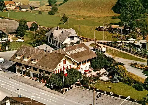 AK / Ansichtskarte Haeusernmoos Fliegeraufnahme Gasthof Bahnhof Haeusernmoos