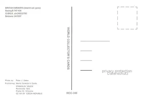 AK / Ansichtskarte Flugzeuge_Zivil British Airways Boeing B 747 436 G BNLK c n 24053 790 Flugzeuge Zivil