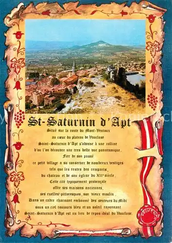 AK / Ansichtskarte Saint Saturnin les Apt Panorama Chronik Saint Saturnin les Apt