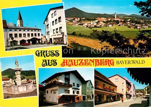 AK / Ansichtskarte Hauzenberg_Niederbayern Panorama Brunnen Ortsansichten Hauzenberg Niederbayern