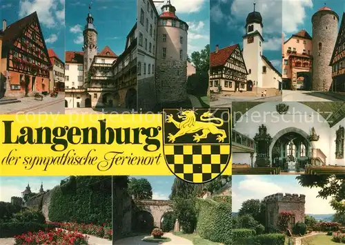 AK / Ansichtskarte Langenburg_Wuerttemberg Rathaus Stadtturm Kirche Bruecke Burg Langenburg Wuerttemberg