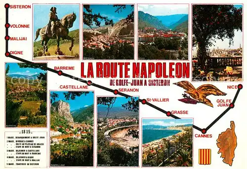 AK / Ansichtskarte Napoleon_Bonaparte La Route Napoleon De Golfe Juan a Sisteron  Napoleon_Bonaparte