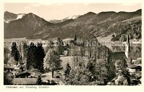 AK / Ansichtskarte Schliersee Teilansicht mit Weinberg Kirchlein Alpen Schliersee