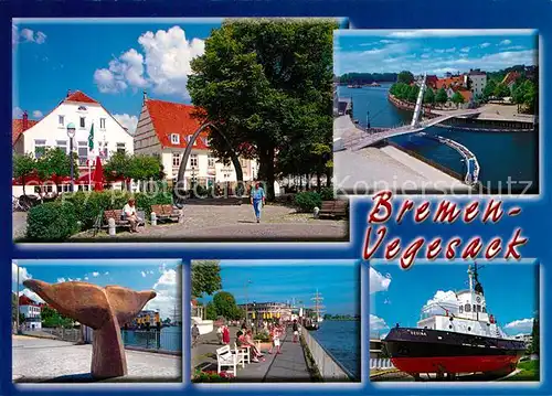 AK / Ansichtskarte Vegesack Park Bruecke Flosse Promenade Schiff Vegesack