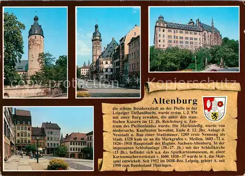 AK / Ansichtskarte Altenburg_Thueringen Hausmannsturm Rathaus mit Markt Schloss Schlosskirche Markt Altenburg Thueringen