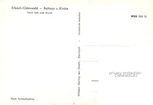 AK / Ansichtskarte Erbach_Odenwald Rathaus und Kirche Erbach Odenwald