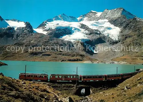 AK / Ansichtskarte Rhaetische_Bahn Bernina Express Bernina Pass Lago Bianco Piz Cambrena  Rhaetische Bahn