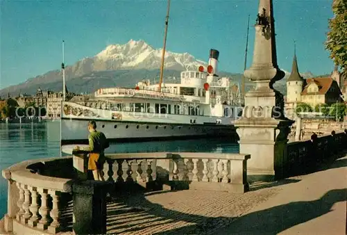 AK / Ansichtskarte Dampfer_Seitenrad Luzern Pilatus  Dampfer Seitenrad