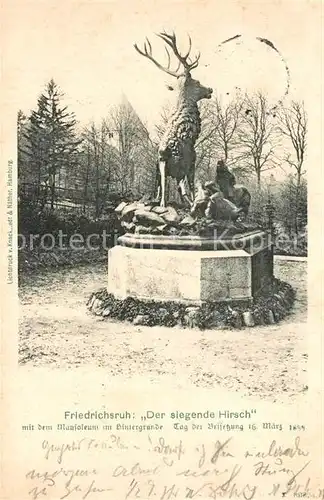 AK / Ansichtskarte Friedrichsruh_Hamburg Der siegende Hirsch Mausoleum Friedrichsruh Hamburg