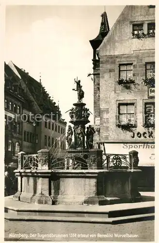 AK / Ansichtskarte Nuernberg Tugendbrunnen von Benedikt Wurzelbauer Nuernberg