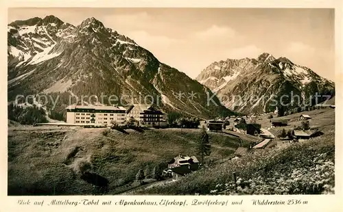 AK / Ansichtskarte Mittelberg_Kleinwalsertal Tobel Alpenkurhaus Elferkopf Zwoelferkopf Widderstein Mittelberg_Kleinwalsertal