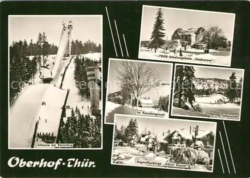 AK / Ansichtskarte Oberhof_Thueringen Schanze am Rennsteig FDGB Erholungsheim Stachanow Kanzerlsgrund Jugendherberge Winterlandschaft Oberhof Thueringen