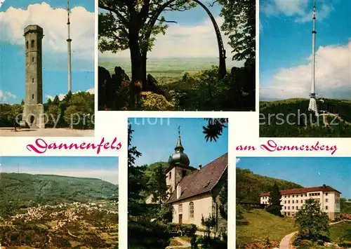 AK / Ansichtskarte Dannenfels Donnersberg Aussichtsturm Moltkefelsen Adlerbogen Sender Kirche Fliegeraufnahme Dannenfels