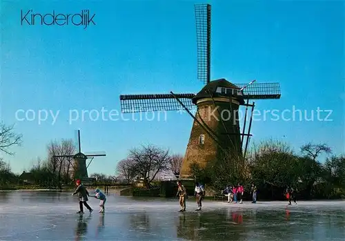 Kinderdijk Windmuehlen Eislaufen Kinderdijk