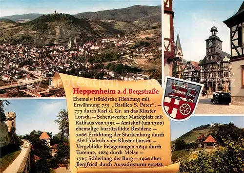 AK / Ansichtskarte Heppenheim_Bergstrasse Fliegeraufnahme  Heppenheim_Bergstrasse