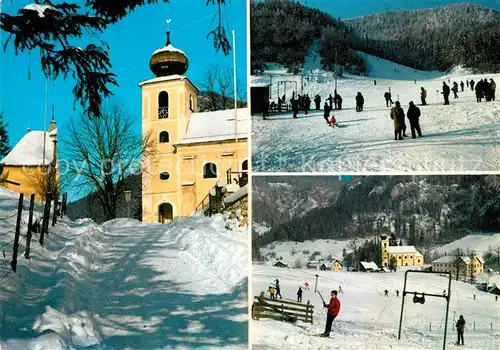 AK / Ansichtskarte Schwarzau_Gebirge Sesselbahn Kirche Schwarzau Gebirge