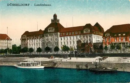 AK / Ansichtskarte Duesseldorf Landeshaus am Rhein Bootsanleger Dampfer Duesseldorf