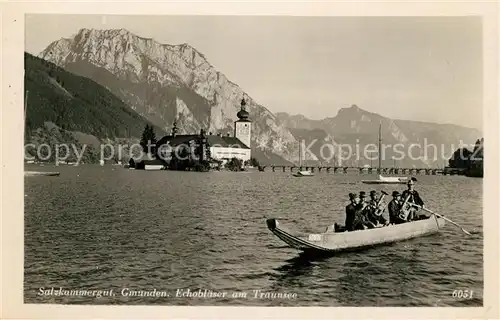 AK / Ansichtskarte Gmunden_Salzkammergut Echoblaeser am Traunsee Gmunden Salzkammergut