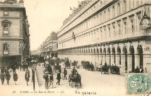 AK / Ansichtskarte Paris Rue de Rivoli Pferdekutschen Paris