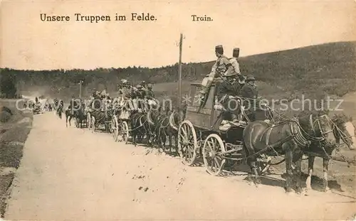 AK / Ansichtskarte Militaria Truppen im Felde Pferdekutschen Pferdezug Militaria