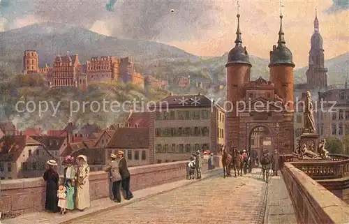 AK / Ansichtskarte Hoffmann_Heinrich Heidelberg Alte Neckarbruecke Schloss Hoffmann Heinrich