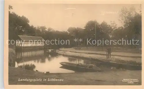 AK / Ansichtskarte Luebbenau_Spreewald Landungsplatz Wasserstrasse Kahn Luebbenau Spreewald