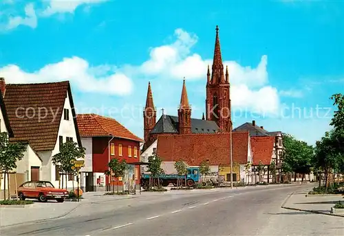 AK / Ansichtskarte Lampertheim_Bergstrasse Roemerstrasse mit Domkirche Lampertheim_Bergstrasse