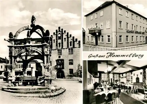 AK / Ansichtskarte Hammelburg Brunnen Rathaus Gasthof Deutsches Haus Hammelburg