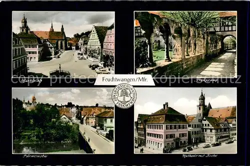 AK / Ansichtskarte Feuchtwangen Marktplatz Kreuzgang Rathaus Kirche  Feuchtwangen