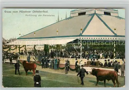 AK / Ansichtskarte Oktoberfest Muenchen Vorfuehrung Preisvieh Oktoberfest