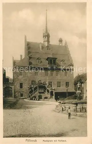 AK / Ansichtskarte Poessneck Marktplatz Rathaus Brunnen Poessneck