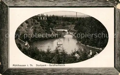 AK / Ansichtskarte Muehlhausen_Thueringen Stadtpark Goldfischteich Bilderrahmen Muehlhausen Thueringen