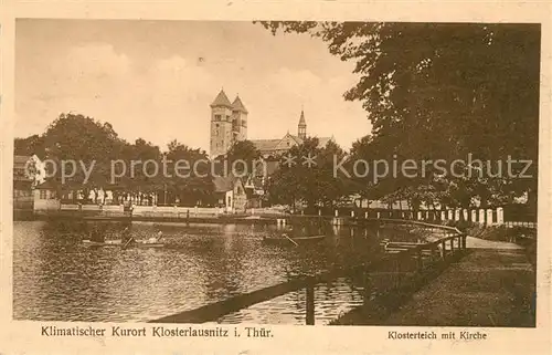 AK / Ansichtskarte Klosterlausnitz_Bad Klosterteich mit Kirche Klosterlausnitz_Bad