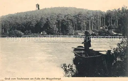 AK / Ansichtskarte Koepenick Teufelssee am Fusse der Mueggelberge Aussichtsturm Angler Koepenick