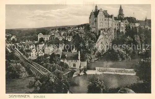 AK / Ansichtskarte Sigmaringen Blick ueber die Donau zum Schloss Sigmaringen