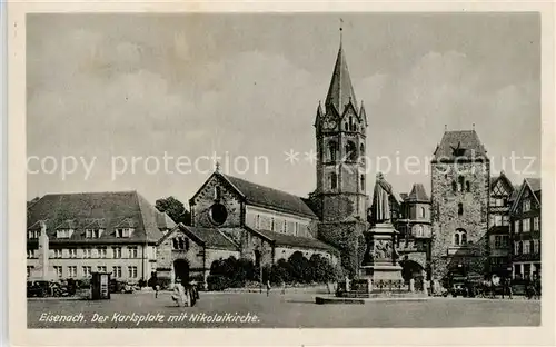 AK / Ansichtskarte Eisenach_Thueringen Karlsplatz Luther Denkmal Nikolaikirche Eisenach Thueringen