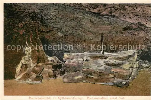 AK / Ansichtskarte Rottleben Barbarossahoehle im Kyffhaeuser Gebirge Barbarossatisch nebst Stuhl Rottleben