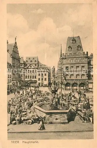 AK / Ansichtskarte Trier Hauptmarkt Petrusbrunnen Historischer Stadtkern Altstadt Trier