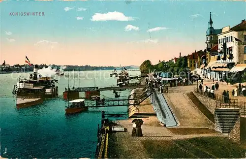 AK / Ansichtskarte Koenigswinter Schiffsanleger Rheindampfer Koenigswinter