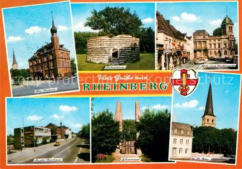 AK / Ansichtskarte Rheinberg Rathaus Pulverturm Holz  und Fischmarkt Ehrenmal  Rheinberg